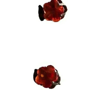Post earrings with red stone